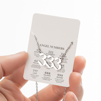 2025 Women's New Angel Lucky Digital Pendant Necklace Fashion 000-999 Stainless Steel Vintage Necklace