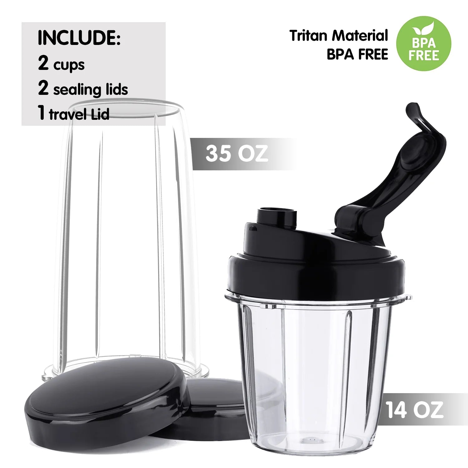 Professional Personal Portable Blender for Shakes, Smoothies, Food Preparation, and Frozen Blending - Includes 35 oz and 14 oz Bottles, 1200W, BPA Free (Silver)