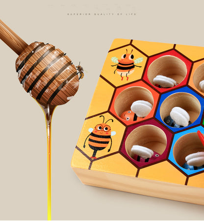 Montessori Educational Industrious Little Bees Kids Wooden Toys for Children Interactive Beehive Game Board Funny Toy Gift