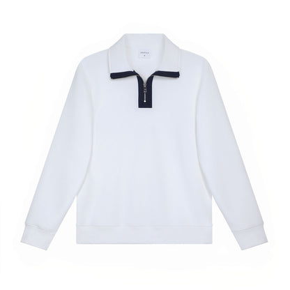 Composite Cotton Half Zipped Stand Collar Sweater