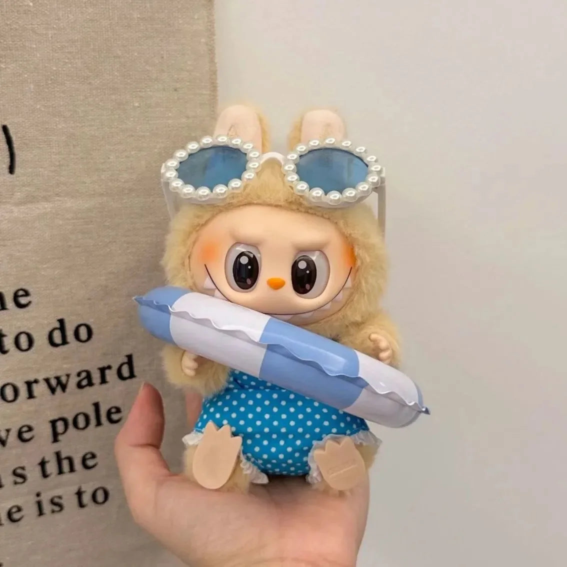 Summer 17cm Labubu Doll Outfits Designer Luxury Labubu Doll Clothes Beach Swimsuit Plush Toys Clothes Labubu Doll Accessories