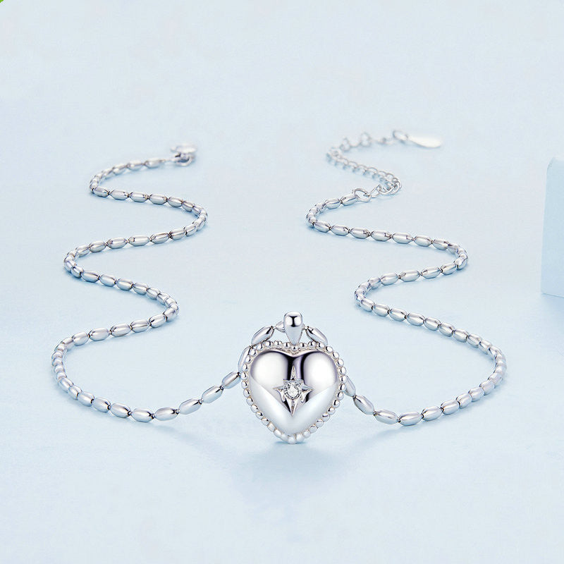 Love Necklace Men And Women Personality Sweet Cool Wind S925 Silver Clavicle Chain