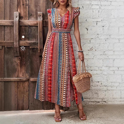 Bohemian Style Printed Long Dress Women