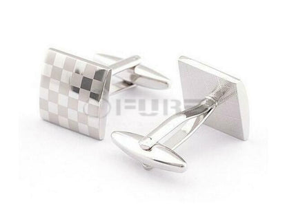 Classic Square Checkered Cuff Link 18Ct Gold Plated Men'S Formal Gift Cufflinks