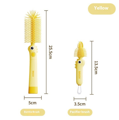 Little Dinosaur Two-in-one Soft Silicone Cup Brush Cleaning Brush