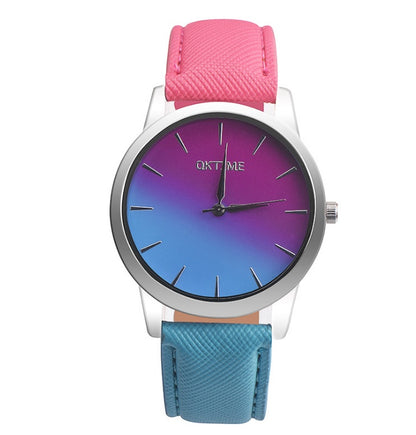 Fashion Casual Retro Rainbow Design Watch Women Analog Quartz Wristwatches Clock   Elegant Lady Wristwatch Woman Time