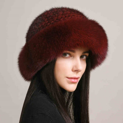 Mink Hair Hat Lady Braided Fur Winter Winter