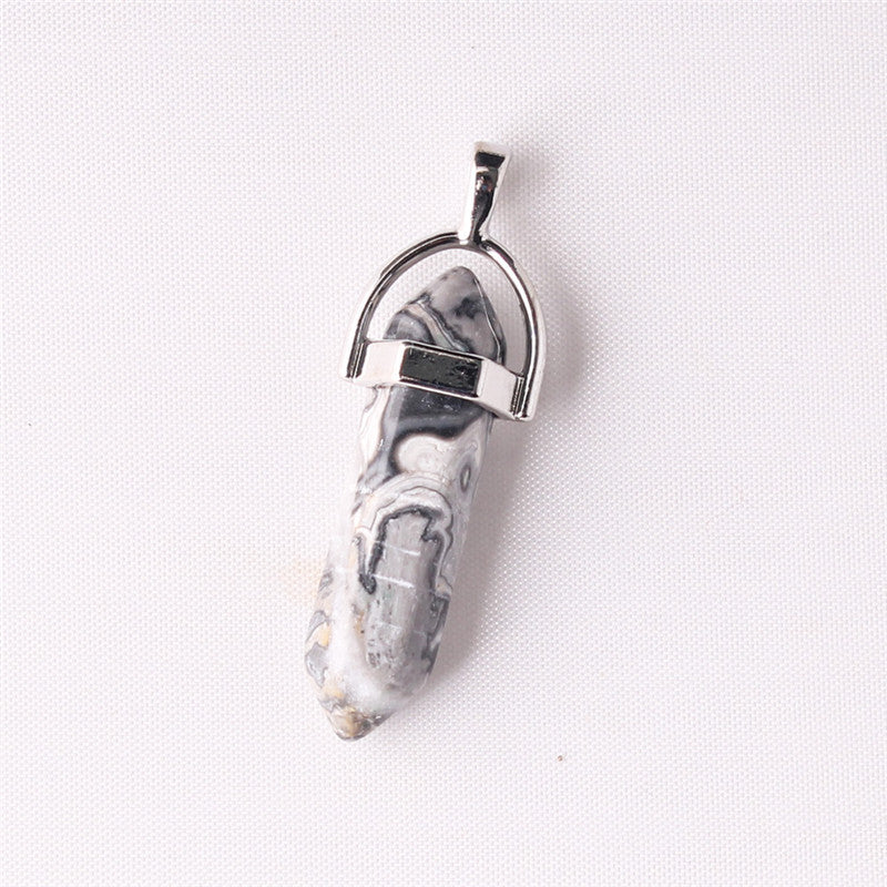 Natural Stone Hexagonal Prism Pendant