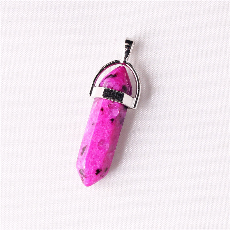Natural Stone Hexagonal Prism Pendant