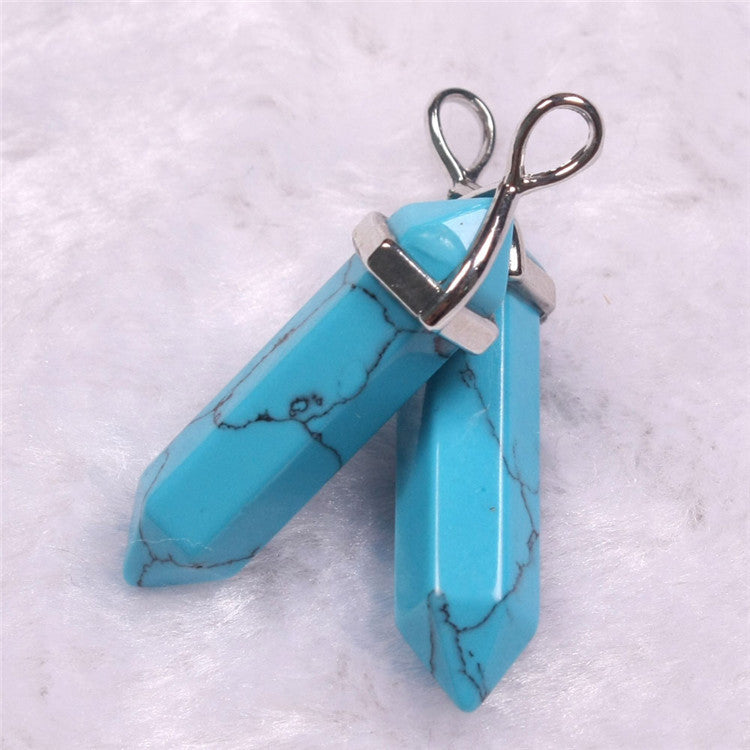 Natural Stone Hexagonal Prism Pendant