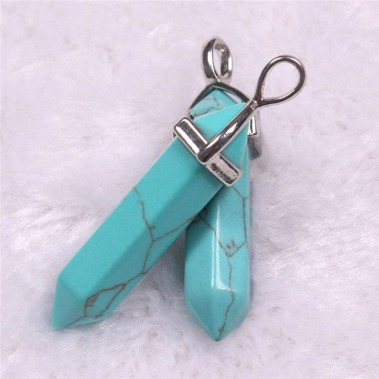 Natural Stone Hexagonal Prism Pendant