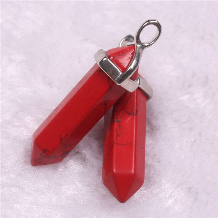 Natural Stone Hexagonal Prism Pendant