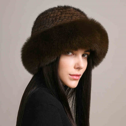 Mink Hair Hat Lady Braided Fur Winter Winter