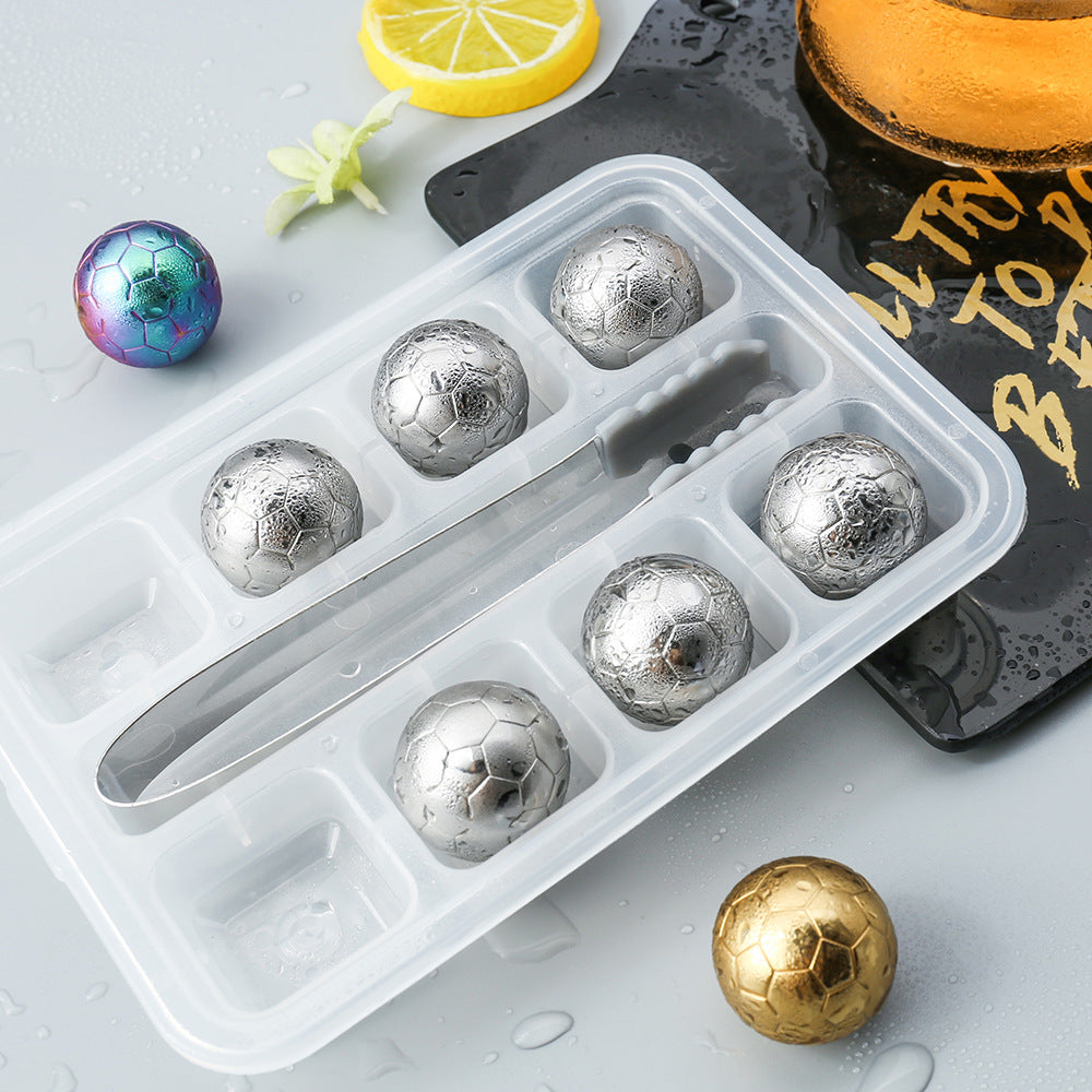 Food Contact Stainless Steel Ice Hockey Football Round Ice Grains Whiskey Ice Tart Metal Quick-Freezing Ball Beer Ice Cubes