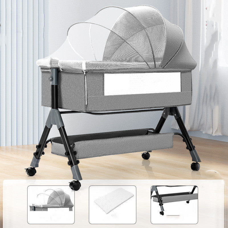 Baby Splicing Portable Multifunctional Mobile Folding Cradle Bed