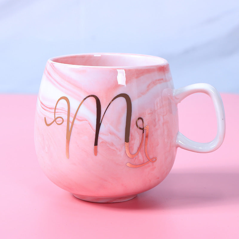 Ins Marble Pattern Couple Ceramic Cup