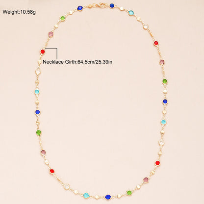 Bohemian Colorful Long Y-Shaped Necklace for Women Vintage Gold Color Metal Crystal Pendant Necklace Summer Holiday Jewelry Gift