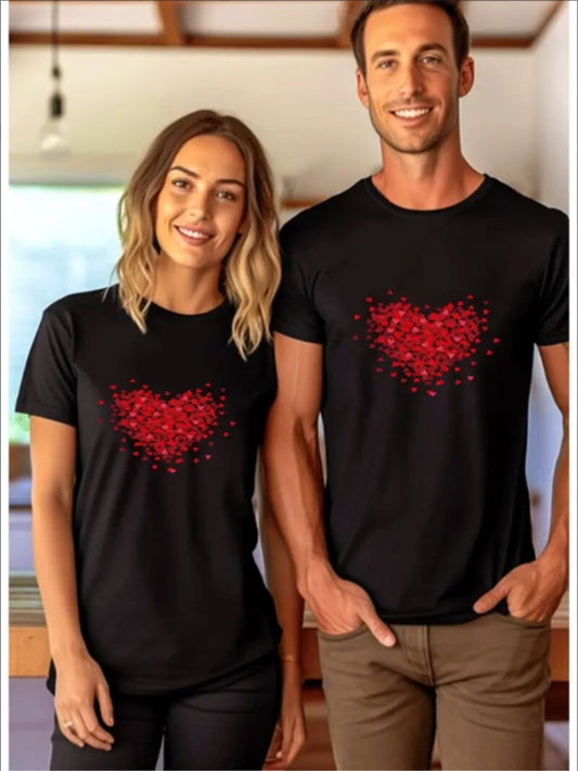 Love Valentine'S Day T-Shirt,   Couple T-Shirt, Couple Christmas, Fashion Casual T-Shirt, Short-Sleeved T-Shirt