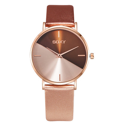 Leather fashion gold Rose women's watch