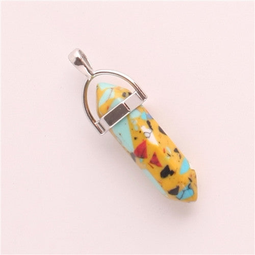 Natural Stone Hexagonal Prism Pendant