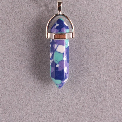 Natural Stone Hexagonal Prism Pendant