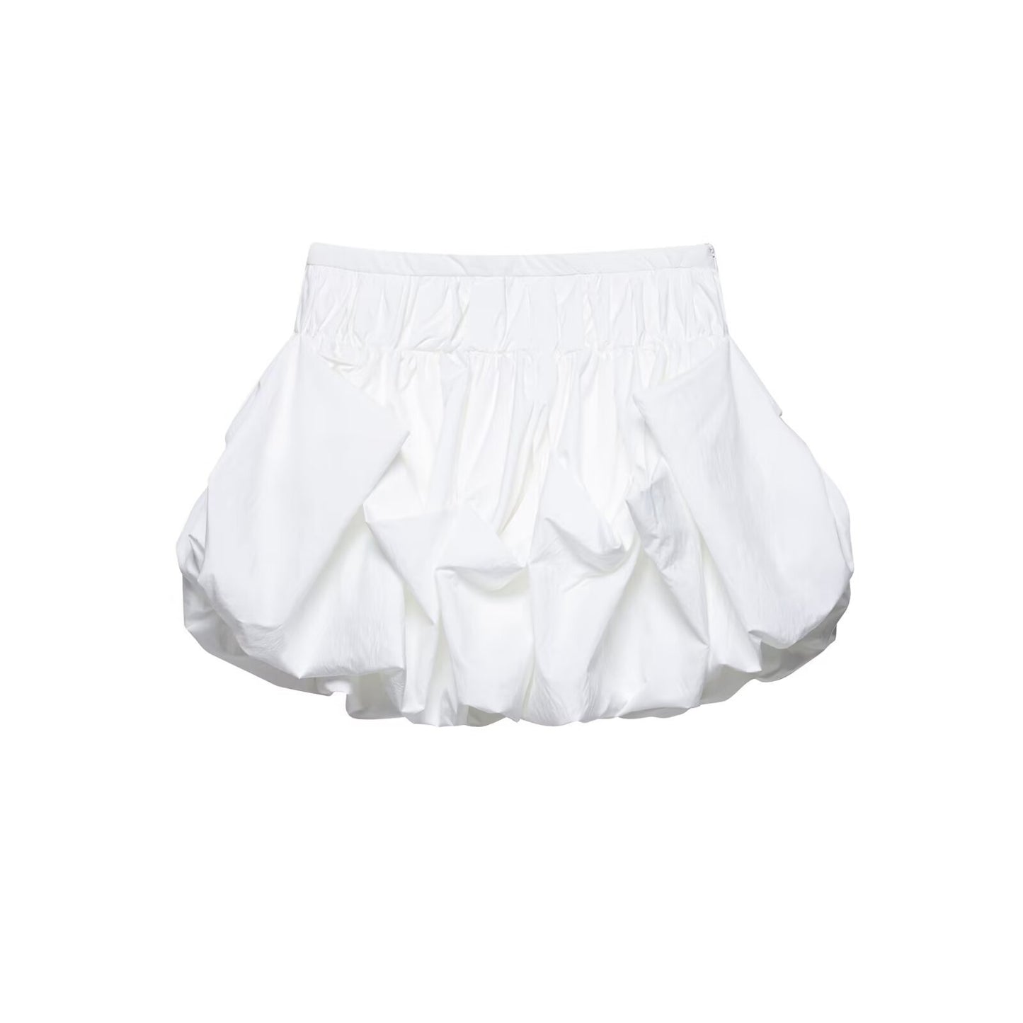 Elastic waist solid color short pleated puffy skirt half skirt