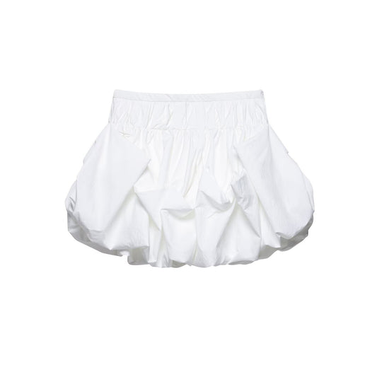 Elastic waist solid color short pleated puffy skirt half skirt