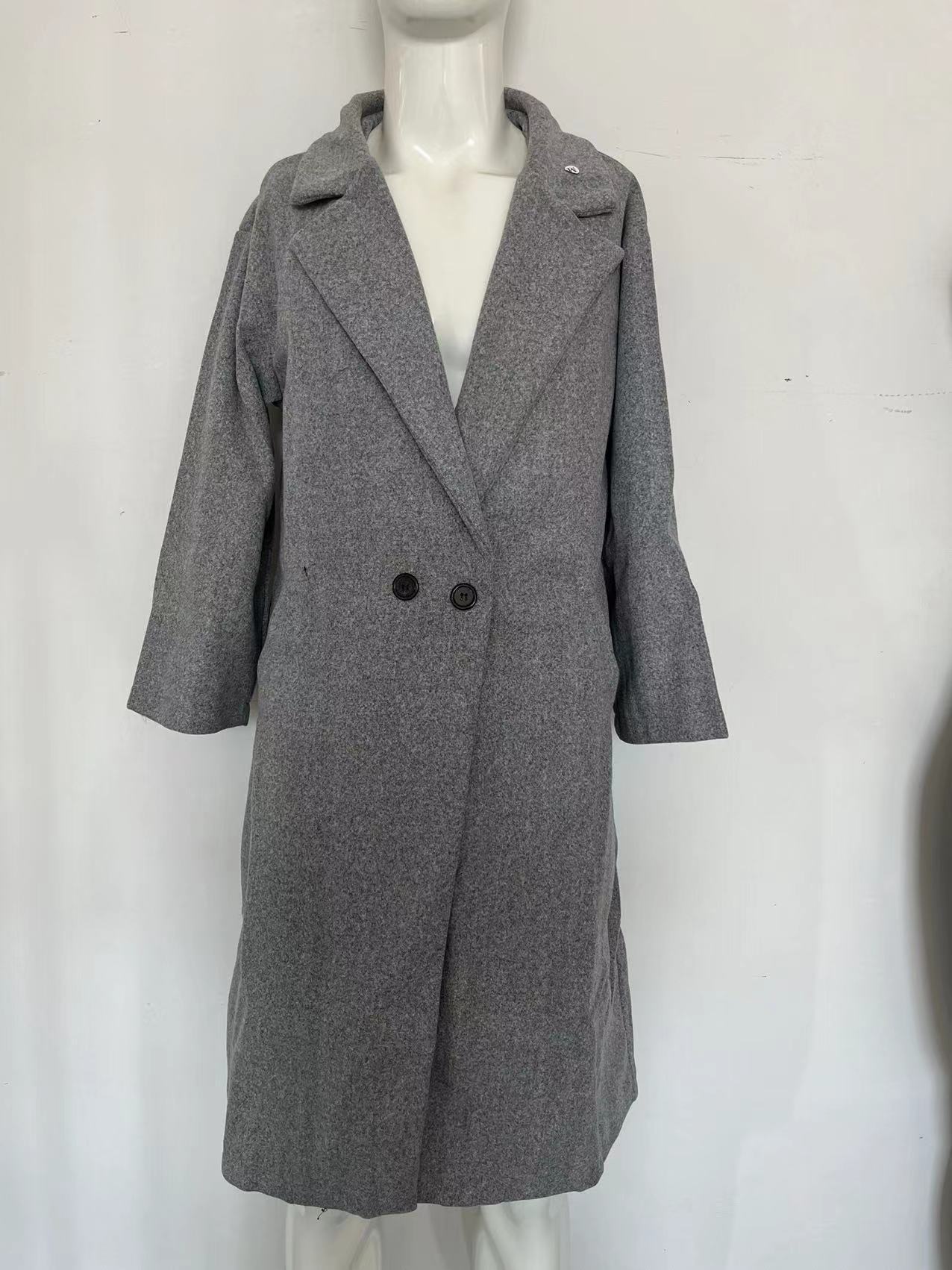 European And American Women's New Long Sleeved Large Woolen Overcoat