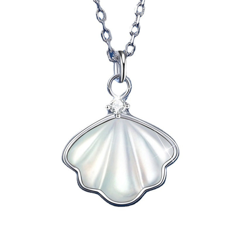 S925 Sterling Silver Projection Shell Fritillary Necklace