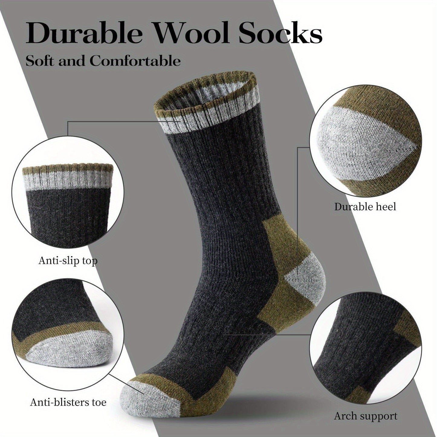 Wool Socks Men Fleece Lined Padded Warm Keeping Terry-loop Hosiery