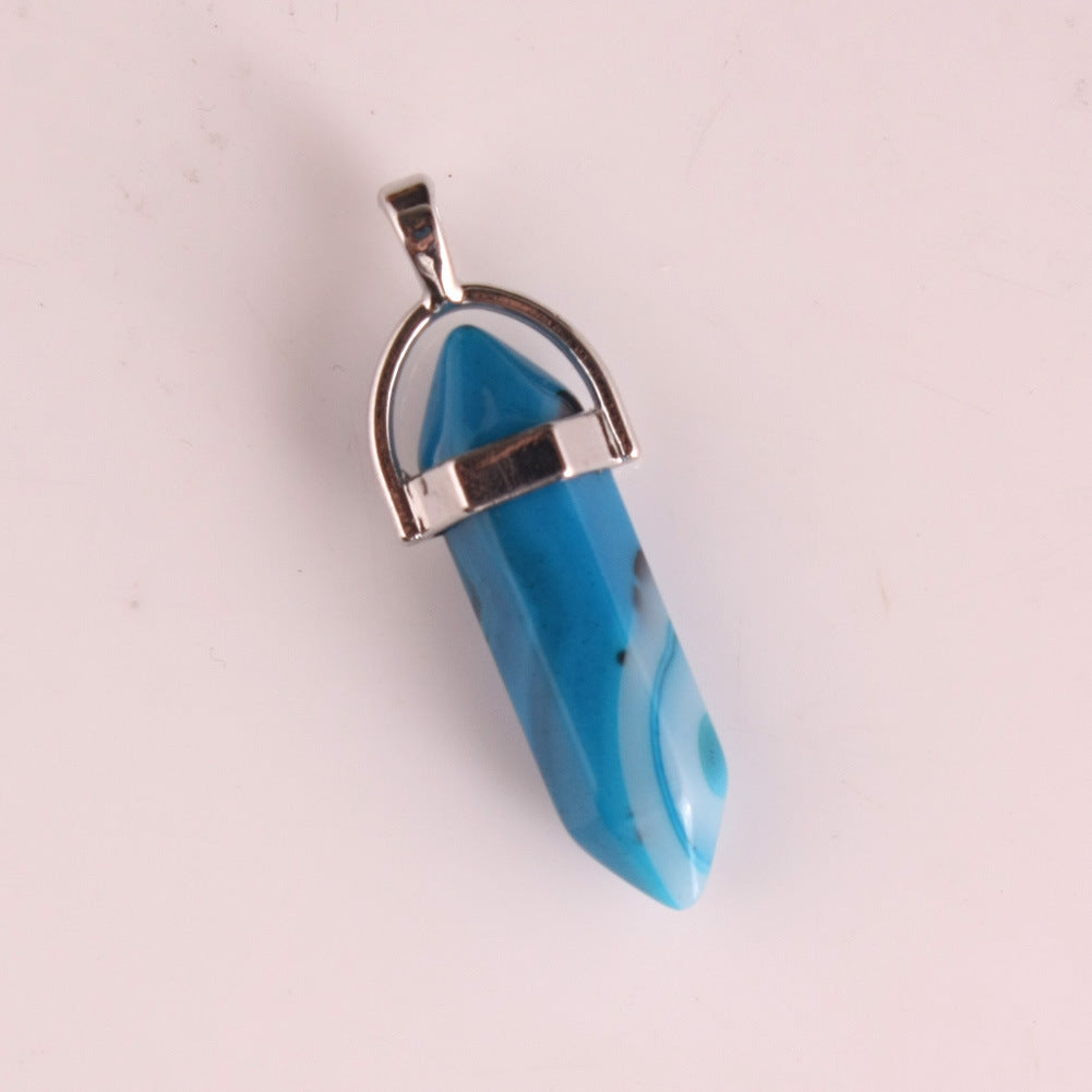Natural Stone Hexagonal Prism Pendant