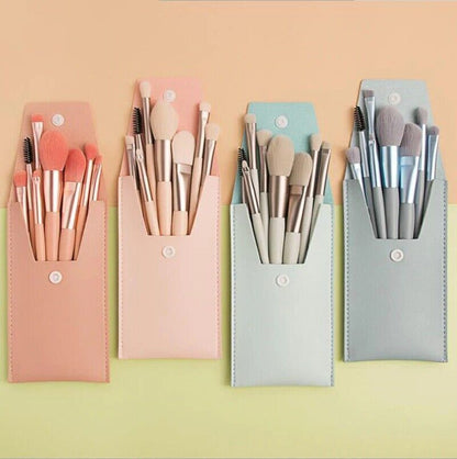 8PCS Makeup Brush Set Foundation Blush Eyeshadow Lip Brushes Make Up Bag Case UK