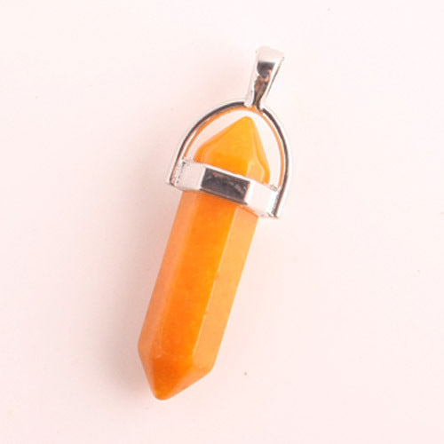 Natural Stone Hexagonal Prism Pendant