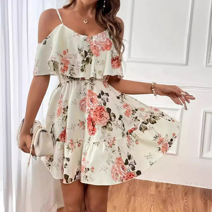 French Romantic Off-shoulder Waist Dress