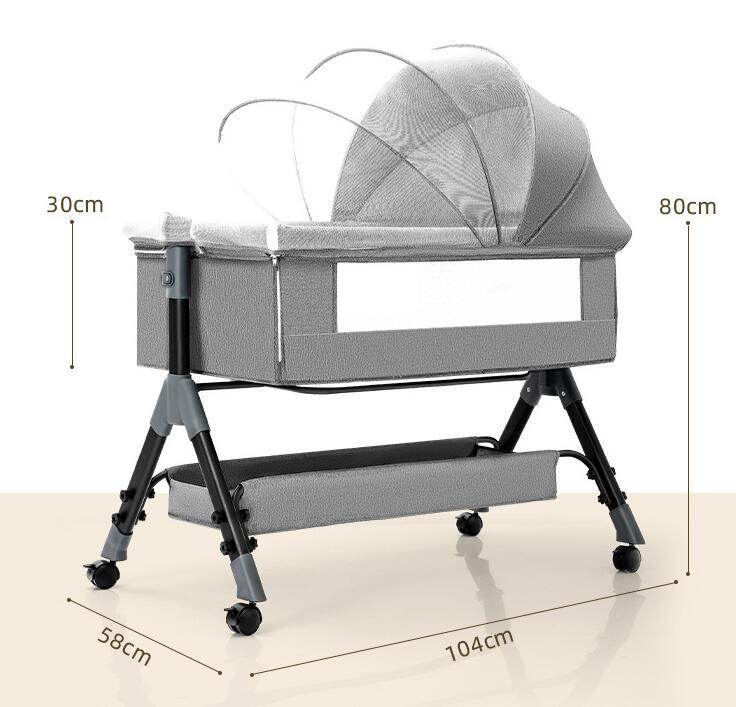 Baby Splicing Portable Multifunctional Mobile Folding Cradle Bed