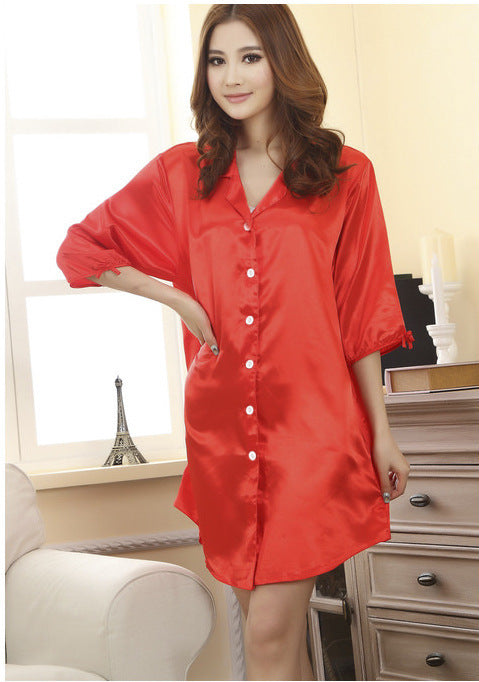 Half Sleeve Shirt Silk Cute Nightdress