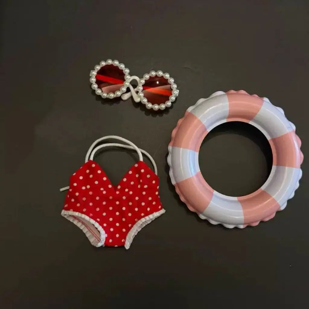 Summer 17cm Labubu Doll Outfits Designer Luxury Labubu Doll Clothes Beach Swimsuit Plush Toys Clothes Labubu Doll Accessories