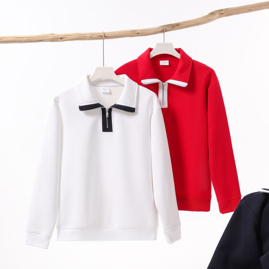 Composite Cotton Half Zipped Stand Collar Sweater