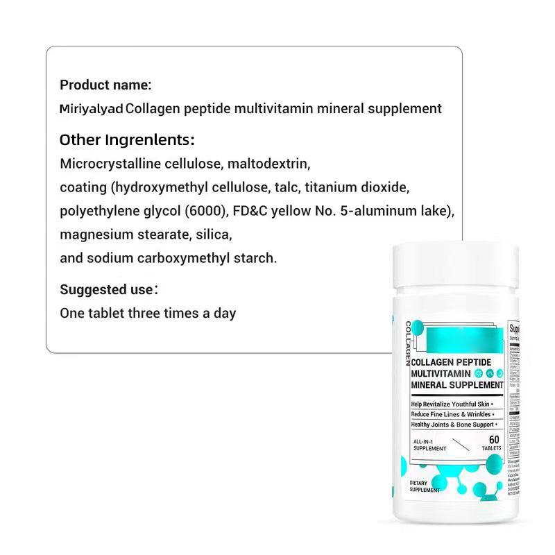 Collagen, Vitamin & Mineral, Contains Vitamin D3, Vitamin C, Probiotics,Vitamin E, Vitamin B & Multivitamin Healthcare Supplement Edible Fitness