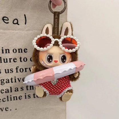 Summer 17cm Labubu Doll Outfits Designer Luxury Labubu Doll Clothes Beach Swimsuit Plush Toys Clothes Labubu Doll Accessories