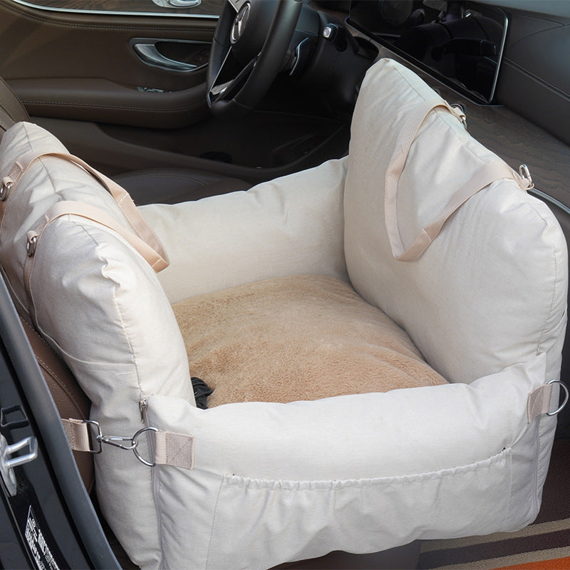 Linen Car Safety Seat Front Dog Bed