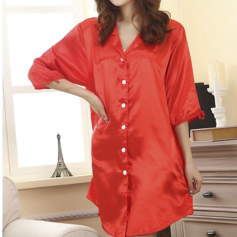 Half Sleeve Shirt Silk Cute Nightdress