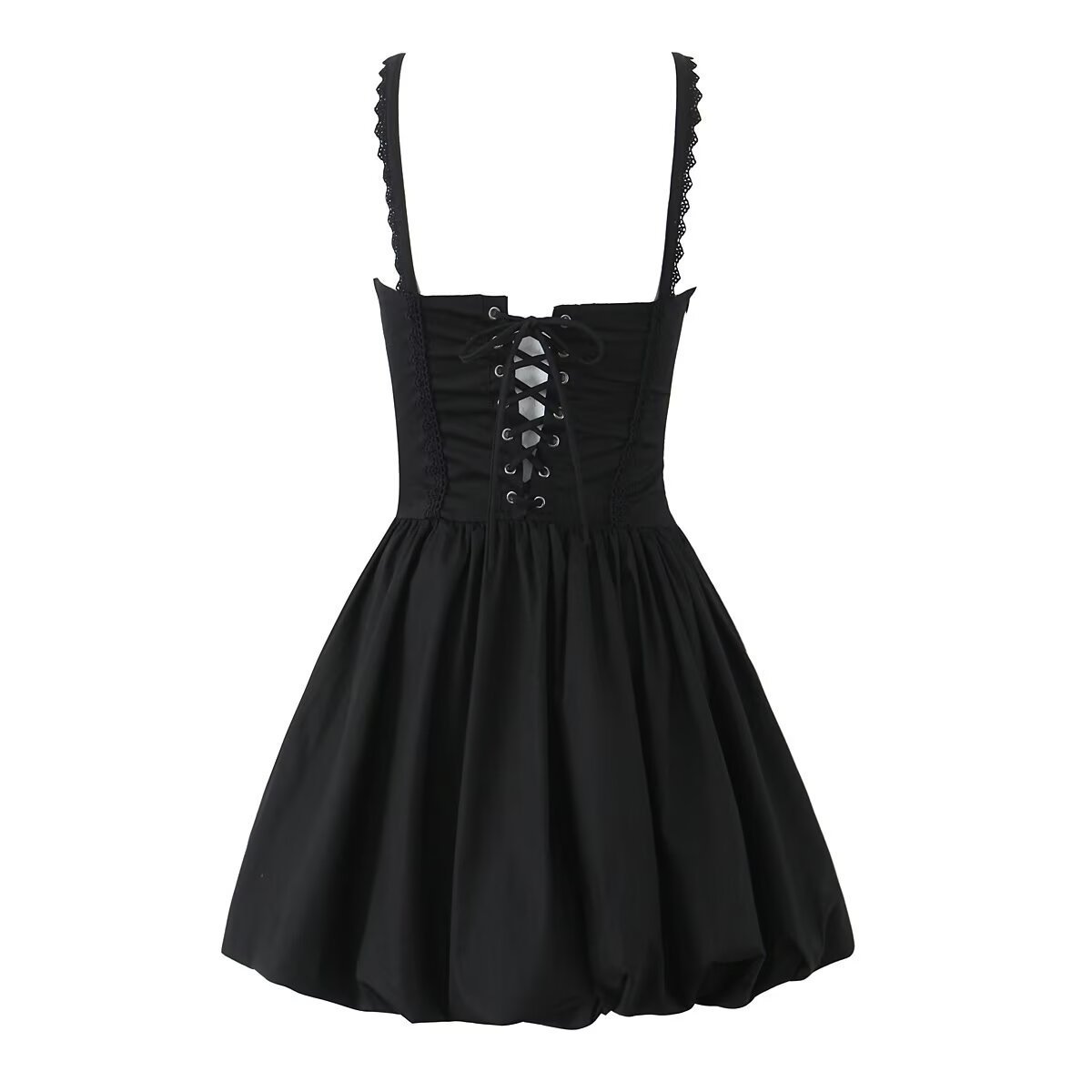 Lace Splicing Sling Lace-up Waist-controlled Dress