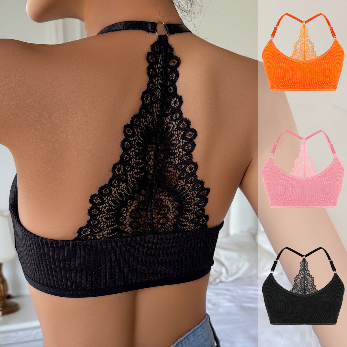 Double-shoulder Strap Adjustable Underwear Bra Women's Lace Vest