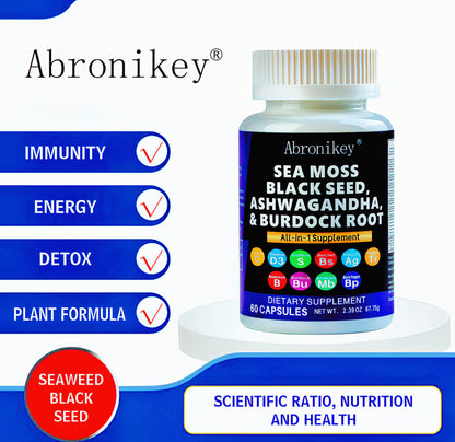 Abronikey Sea Moss, 120 CapsulesImmune Support Digestive Health Natural Sea Moss Supplement Rich In Minerals & Vitamins