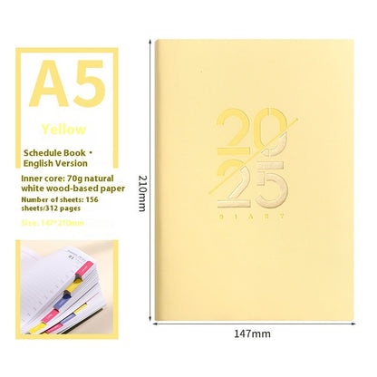 2025 Soft Leather A5 Daily Plan Schedule Book