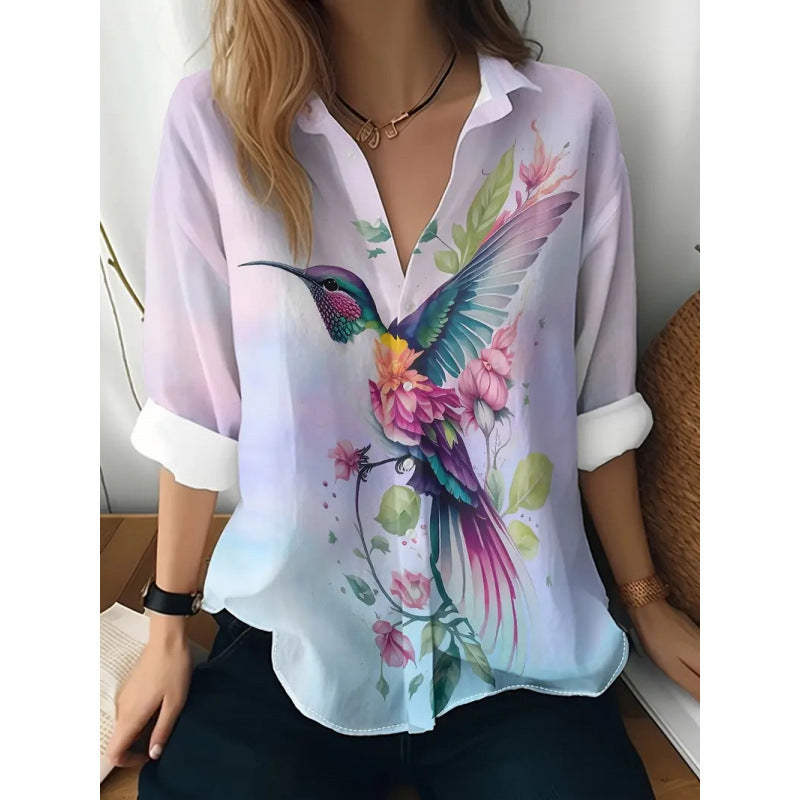 Floral Women's Button Shirt Casual And Comfortable