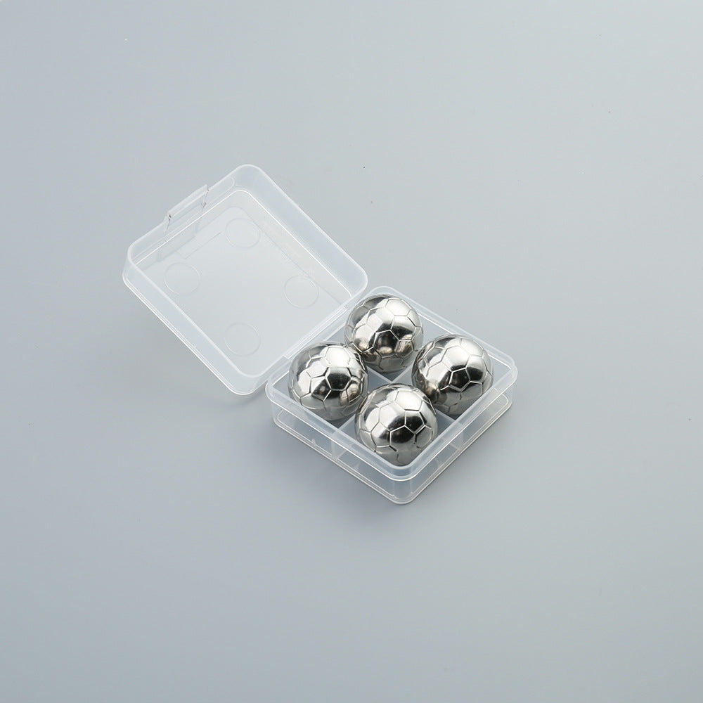 Food Contact Stainless Steel Ice Hockey Football Round Ice Grains Whiskey Ice Tart Metal Quick-Freezing Ball Beer Ice Cubes