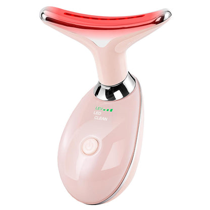 Neck Face Beauty Device Colorful LED Photon Therapy Skin Tighten Reduce Double Chin Anti Wrinkle Remove Lifting Massager