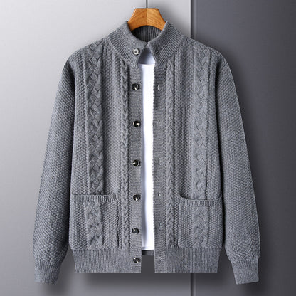 New Single-breasted Sweater With Pockets Fashion Jacquard Loose-fitting Cardigan Men Clothing